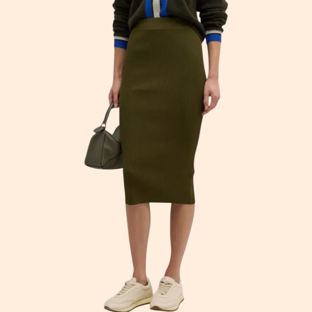 Grey Ven Ribbed Midi Skirt